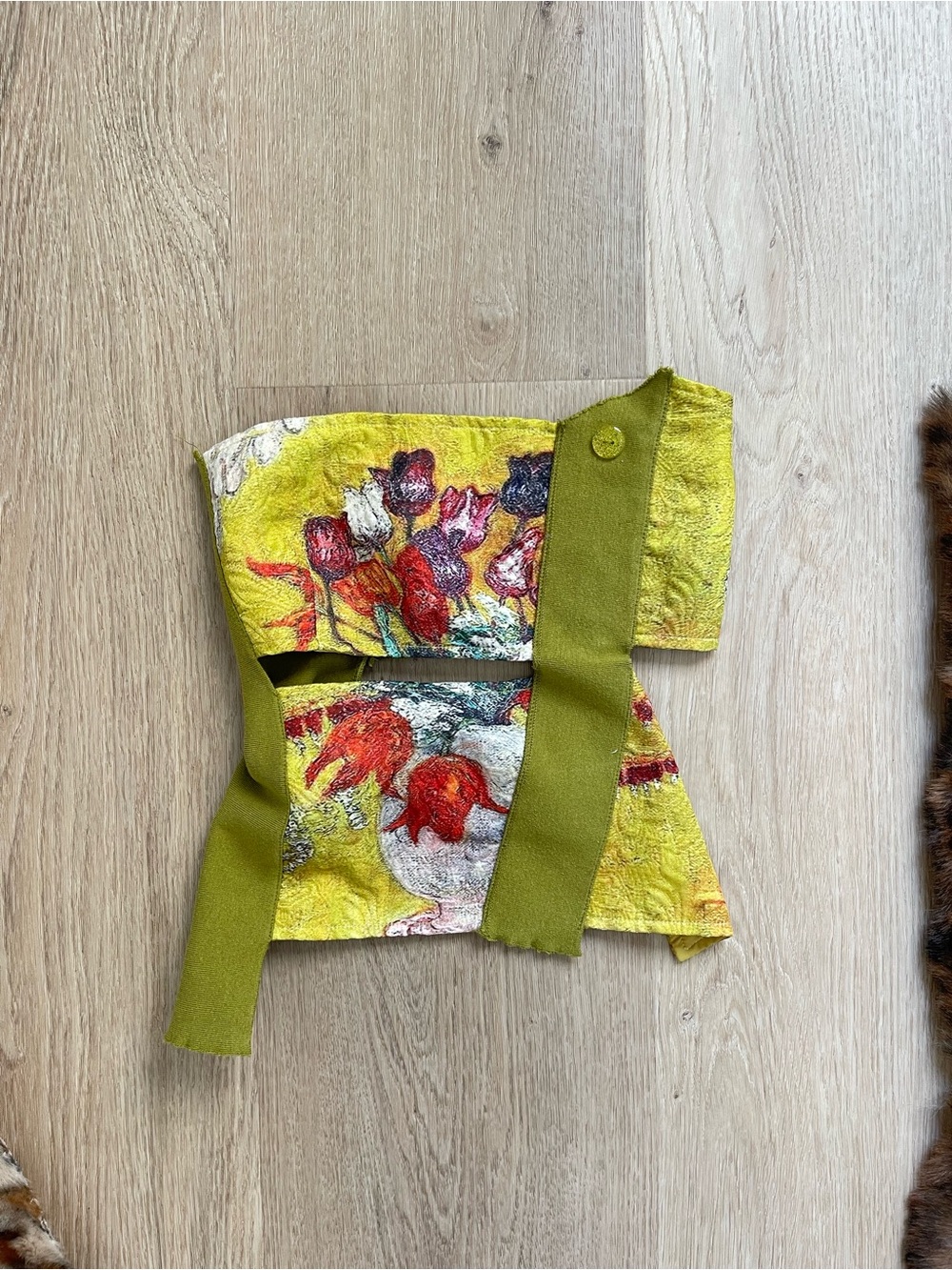 Reconstructed Floral Strapless Top
